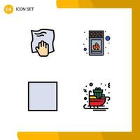 Pacote de cores planas de 4 linhas preenchidas de interface de usuário de sinais e símbolos modernos de controle de limpeza esfregar elementos de design de vetores editáveis multimídia