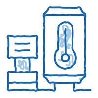 dispositivo de controle de temperatura doodle ilustração desenhada à mão vetor