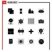 16 ícones gerais para impressão de design de site e aplicativos móveis 16 sinais de símbolos glifos isolados no fundo branco 16 pacote de ícones vetor
