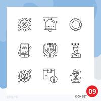 9 ícones criativos, sinais modernos e símbolos de elementos de design de vetores editáveis de aplicativo de táxi de anel de transporte de seguro