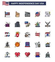 25 ícones criativos dos eua, sinais modernos de independência e símbolos de 4 de julho do papel do dia, país da bandeira internacional americana, editável, elementos de design do vetor do dia dos eua