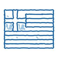 bandeira da grécia doodle ícone ilustração desenhada à mão vetor