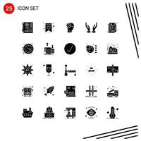 25 ícones criativos, sinais modernos e símbolos de design de ideias, cérebro, mãos, cuidados, elementos de design de vetores editáveis