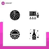 pacote de conjunto de ícones de glifos com 4 ícones sólidos isolados em fundo branco para impressão de design de site responsivo e aplicativos móveis vetor