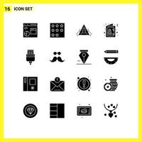 conjunto de 16 sinais de símbolos de ícones de interface do usuário modernos para elementos de design de vetor editável de classificação de cartão feminino ao ar livre