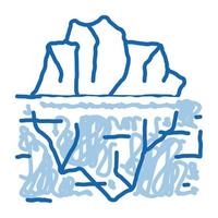 iceberg no oceano doodle ilustração desenhada à mão vetor
