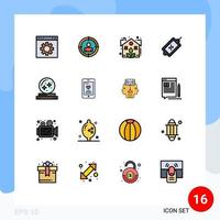 pacote de interface do usuário de 16 linhas básicas preenchidas de cores planas de elementos de design de vetores criativos editáveis de comércio eletrônico de marca de cristal