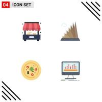 conjunto de 4 sinais de símbolos de ícones de interface do usuário modernos para elementos de design de vetores editáveis de análise de referência de construção de alimentos da cidade