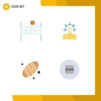 4 ícones criativos, sinais e símbolos modernos de escolha de pão de bola, elementos de design de vetores editáveis de dieta humana