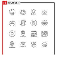 conjunto de 16 sinais de símbolos de ícones de interface do usuário modernos para armário vazio pregador de caixa cristã elementos de design de vetores editáveis