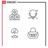 4 sinais de linha universal símbolos de elementos de design de vetores editáveis de homem de joias de aldeia de fazenda índia