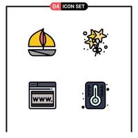 4 ícones criativos sinais modernos e símbolos de elementos de design de vetores editáveis de termômetro de seo de aniversário de grau de praia