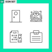 pacote de 4 símbolos de contorno do conjunto de ícones de estilo de linha para impressão de sinais criativos isolados no conjunto de 4 ícones de fundo branco vetor