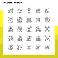 conjunto de ícones de linha de gerenciamento de talentos conjunto de 25 ícones vector design de estilo minimalista ícones pretos conjunto de pacote de pictograma linear
