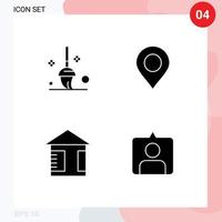 grupo de 4 glifos sólidos modernos definidos para conjuntos de publicidade de localização de contato de balde editáveis elementos de design vetorial vetor