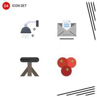4 ícones criativos sinais modernos e símbolos de mesa de rascunho de relaxamento de jantar de banheiro elementos de design de vetores editáveis