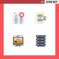 conjunto de ícones planos de interface móvel de 4 pictogramas de arquivos da cidade navegar na página da web de contabilidade elementos de design de vetores editáveis