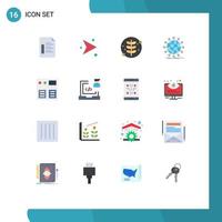 Pacote de cores planas de 16 interfaces de usuário de sinais e símbolos modernos de notícias de setas, pacote editável de globo de setas de elementos de design de vetores criativos