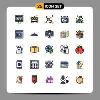 conjunto de 25 sinais de símbolos de ícones de interface do usuário modernos para sinal de iot de forno internet dna elementos de design de vetores editáveis