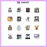 pacote de interface do usuário com 16 linhas básicas de cores planas cheias de caixa de comércio de volta à escola, pense em aprender elementos de design de vetores criativos editáveis