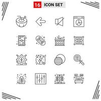 grupo de símbolos de ícone universal de 16 contornos modernos de jogos site sino apresentação negócios elementos de design de vetores editáveis