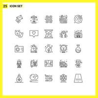 conjunto de 25 sinais de símbolos de ícones de interface do usuário modernos para construção de história de cd livros de penas editáveis elementos de design vetorial vetor