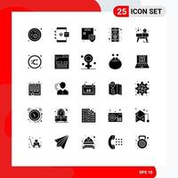 25 ícones criativos, sinais e símbolos modernos de desenvolvimento doméstico, codificação, segurança, elementos editáveis de design vetorial vetor