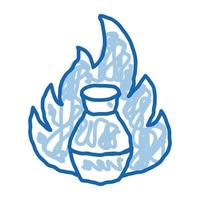 vaso de barro no ícone de rabisco de fogo ilustração desenhada à mão vetor