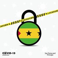 São Tomé e Príncipe bloqueio modelo de conscientização de pandemia de coronavírus covid19 design de bloqueio vetor