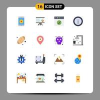 conjunto moderno de pictograma de 16 cores planas de gráfico de ajuda de informações mac app pacote editável de elementos de design de vetores criativos
