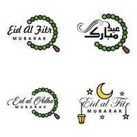 desejando-lhe muito feliz conjunto escrito eid de 4 caligrafia decorativa árabe útil para cartões e outros materiais vetor