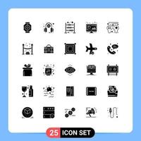 25 ícones criativos sinais modernos e símbolos da barra de serviço do computador pc financia elementos de design de vetores editáveis