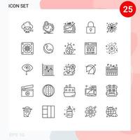 conceito de 25 linhas para sites móveis e aplicativos, senha, bloqueio, pino de bloqueio, lucro, crescimento de elementos de design vetorial editáveis vetor