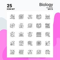 25 conjunto de ícones de biologia 100 eps editáveis 10 arquivos de conceito de logotipo de negócios idéias de design de ícone de linha vetor