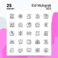 25 eid mubarak conjunto de ícones 100 eps editáveis 10 arquivos conceito de logotipo de negócios ideias linha design de ícone vetor