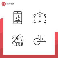 conjunto de linha de interface móvel de 4 pictogramas de download de parafuso de celular elementos de design de vetores editáveis de parafuso móvel