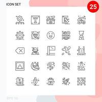 25 ícones criativos, sinais e símbolos modernos do programa de aplicativo de pontos, recepção hospitalar móvel, elementos de design vetorial editáveis vetor