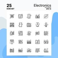 25 conjunto de ícones eletrônicos 100 eps editáveis 10 arquivos conceito de logotipo de negócios ideias linha design de ícone vetor