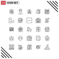 25 ícones criativos, sinais modernos e símbolos de documentos, design de artigo, pesquisa, lupa, elementos de design de vetores editáveis