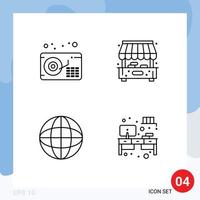 4 ícones criativos sinais modernos e símbolos de elementos de design de vetores editáveis de gabinete de internet de cidade multimídia de áudio