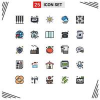 conjunto de 25 sinais de símbolos de ícones de interface do usuário modernos para diversão, labirinto de luz, chuva, elementos de design de vetores editáveis