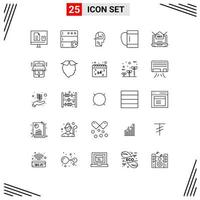 pacote de ícones vetoriais de estoque de 25 sinais e símbolos de linha para definir elementos de design de vetores editáveis de bolsa esportiva de aprendizado de seo