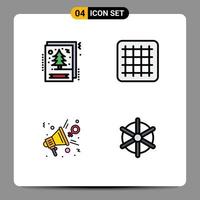 4 ícones criativos, sinais e símbolos modernos de apresentação de cartão, feedback de natal, elementos de design de vetores editáveis
