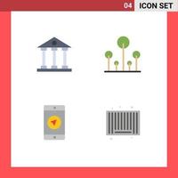 pacote de interface do usuário de 4 ícones planos básicos de finanças de aplicativos bancários e aplicativos móveis verdes de negócios elementos de design de vetores editáveis