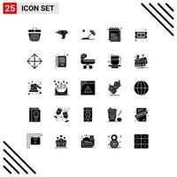 conjunto de 25 sinais de símbolos de ícones de interface do usuário modernos para notas universitárias educação eletrônica sol elementos de design vetoriais editáveis vetor