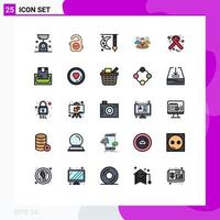 25 interface do usuário linha cheia pacote de cores planas de sinais modernos e símbolos de conversação sinal de grupo escova de pintura elementos de design de vetores editáveis