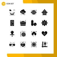 16 conceito de glifo sólido para sites móveis e aplicativos educação água dinheiro hidrante serviço legal elementos de design de vetores editáveis