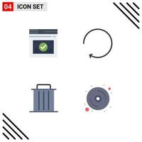 conjunto de 4 sinais de símbolos de ícones de interface do usuário modernos para site de reciclagem de página girar elementos de design de vetores editáveis de lixo