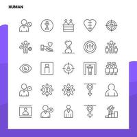 conjunto de ícones de linha humana conjunto de 25 ícones vector design de estilo minimalista ícones pretos conjunto de pacote de pictograma linear