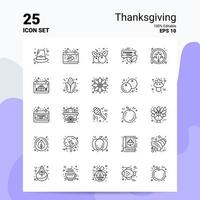 25 conjunto de ícones de ação de graças 100 eps editáveis 10 arquivos de conceito de logotipo de negócios ideias de design de ícone de linha vetor